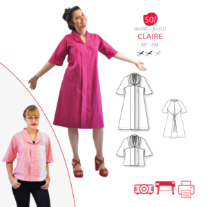 Bluse & Kleid CLAIRE (XS – 4XL) PDF-Schnittmuster