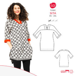 Tunic Sita (XS-2XL) Paper pattern with illustrated instructions